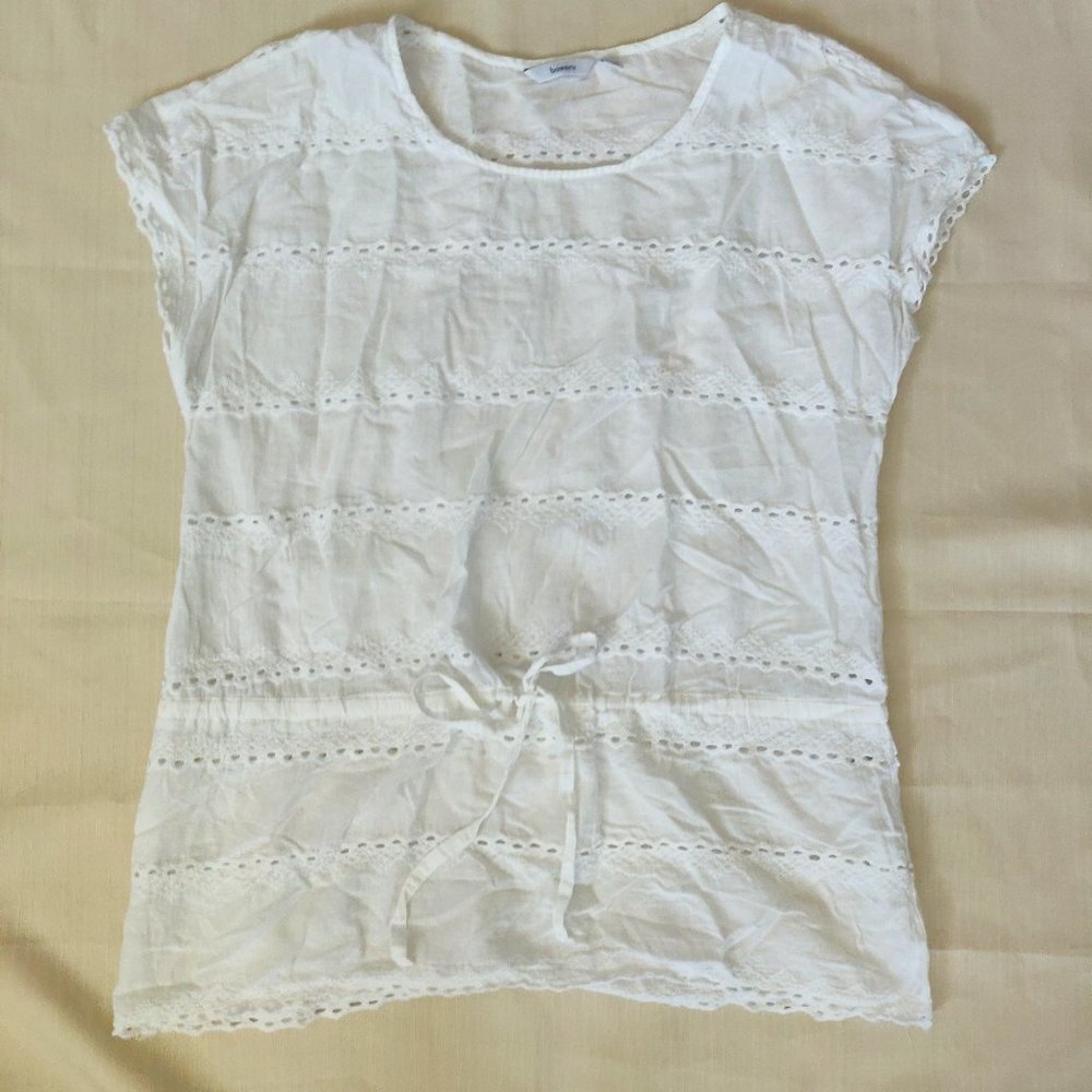 Embroidered White Short Sleeve Blouse